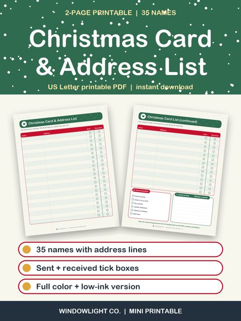 Christmas Card & Address List cover