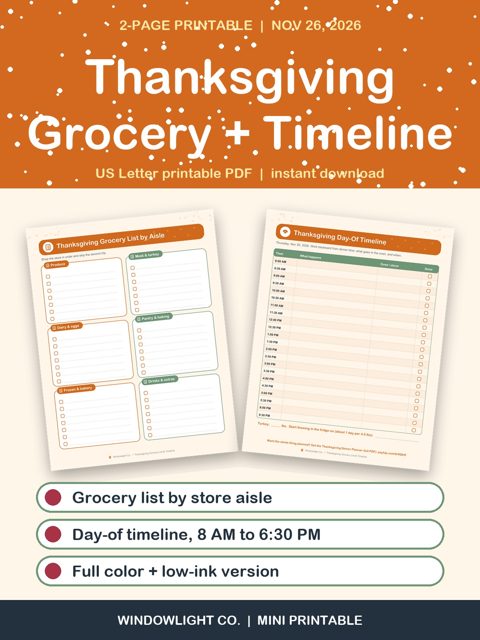 Thanksgiving Grocery List & Day-Of Timeline cover
