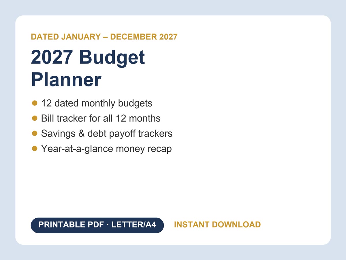 2027 Budget Planner printable