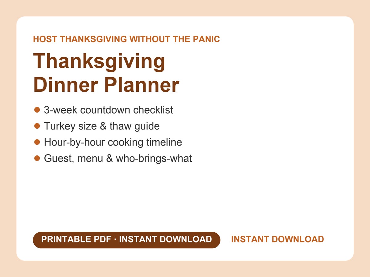 Thanksgiving Dinner Planner and cooking timeline